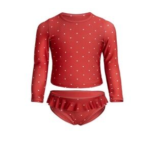 Jamie Kay Red Long Sleeve Heart Rashguard Swim Set